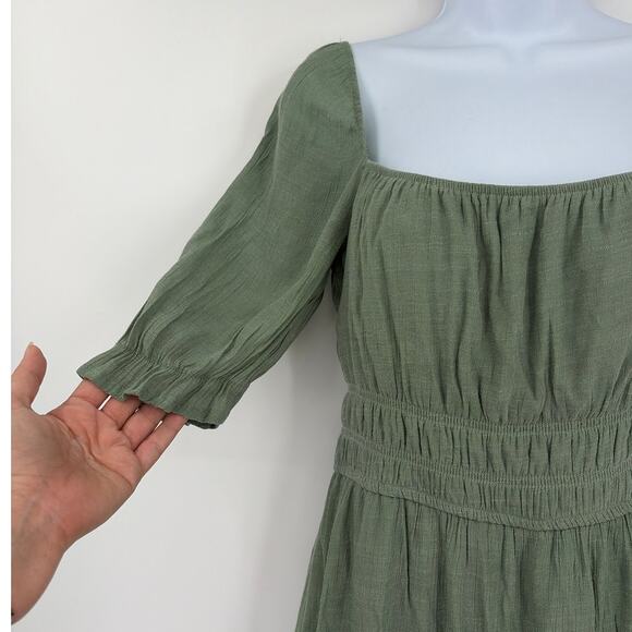 Trixxi Milkmaid Prairie Dress Sz L Sage Cottagecore Tiered Romantic Midi Boho - Picture 4 of 11